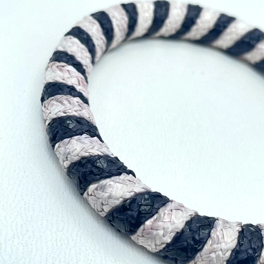 Bohemian Black White Eco-Chic Thin Woven Braided Rope-Style Bangle Bracelet - Picture 7 of 14